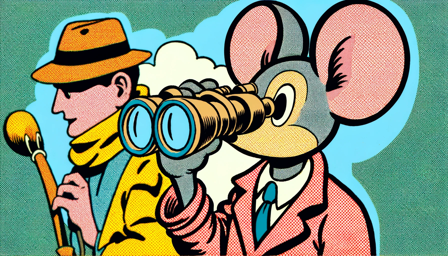 Mouse looking through a spyglass